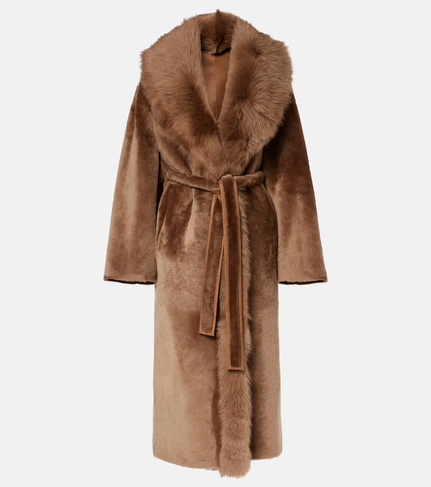 Isadora Shearling Wrap Coat by Nour Hammour