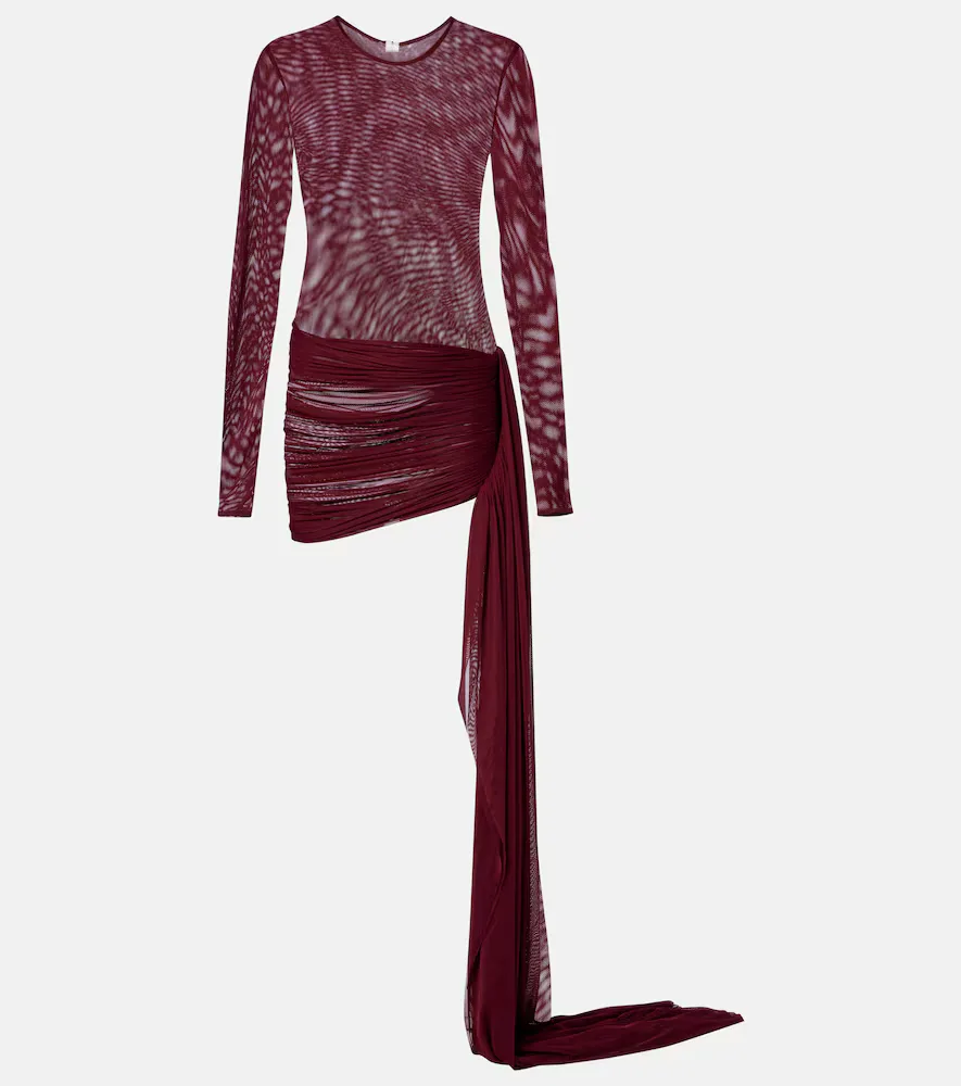 Aiden Draped Sheer Jersey Minidress