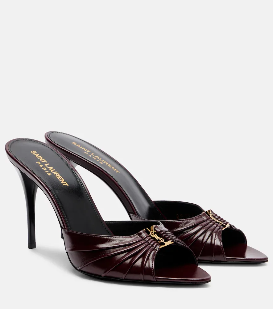 Babylone Cassandre Leather Mules by Saint Laurent