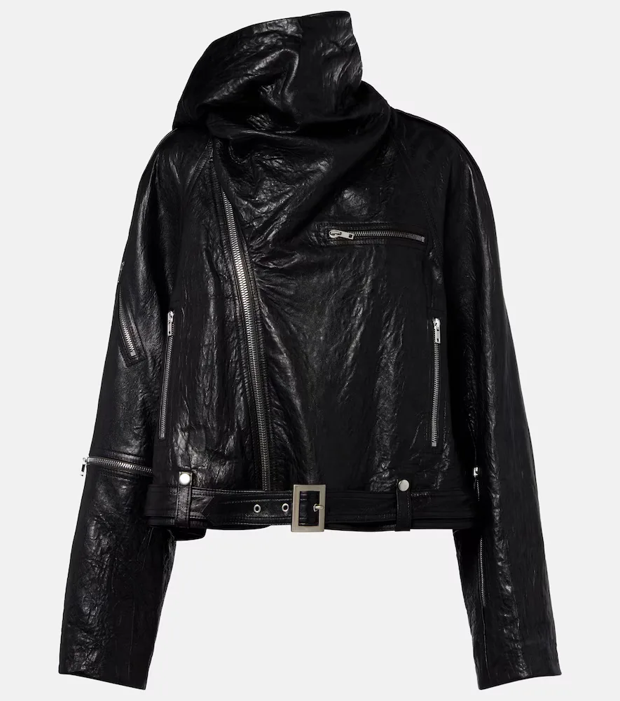 Scarf Light Leather Biker Jacket by Rick Owens