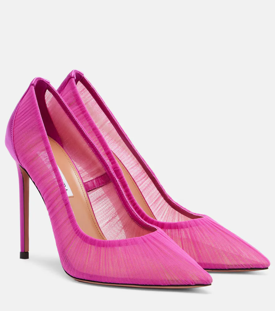 Voile 105 Satin-Trimmed Tulle Pumps by Aquazzura