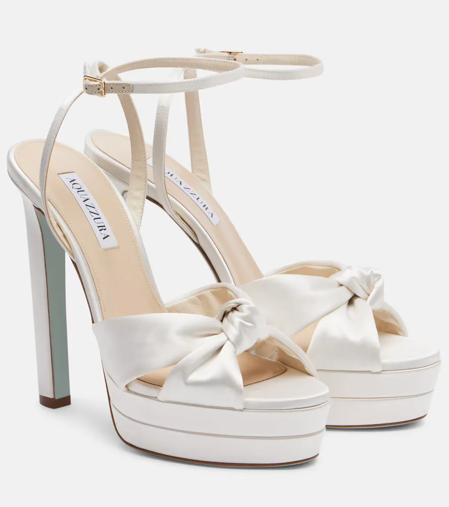 Bridal Cupid 130 Silk Satin Platform Sandals by Aquazzura