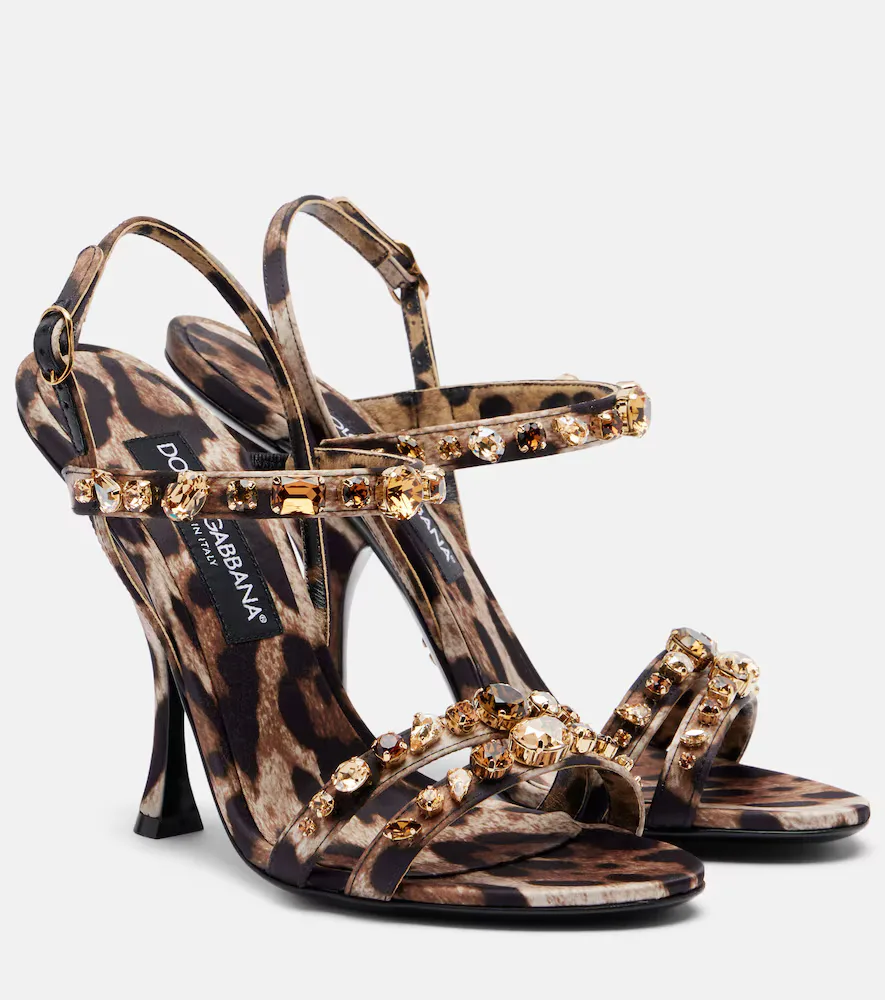 Keira 2.0 105 Leopard-Print Satin Sandals by Dolce&Gabbana