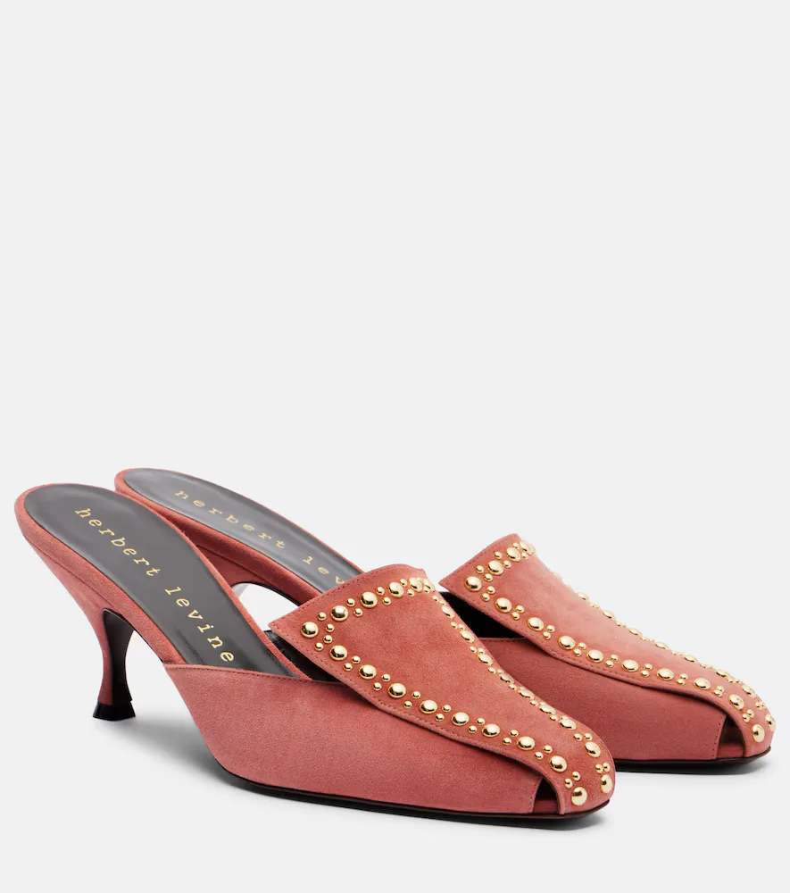 Bright Idea 70 Embellished Suede Mules by Herbert Levine