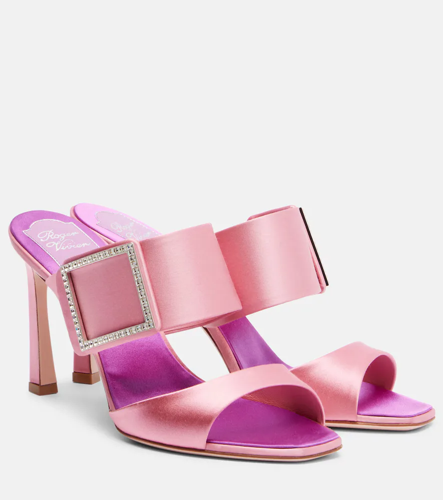 Trompette 85 Embellished Satin Mules by Roger Vivier
