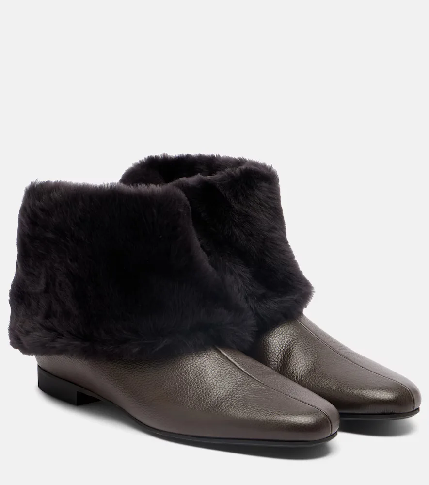 Shearling-Lined Leather Ankle Boots by Toteme