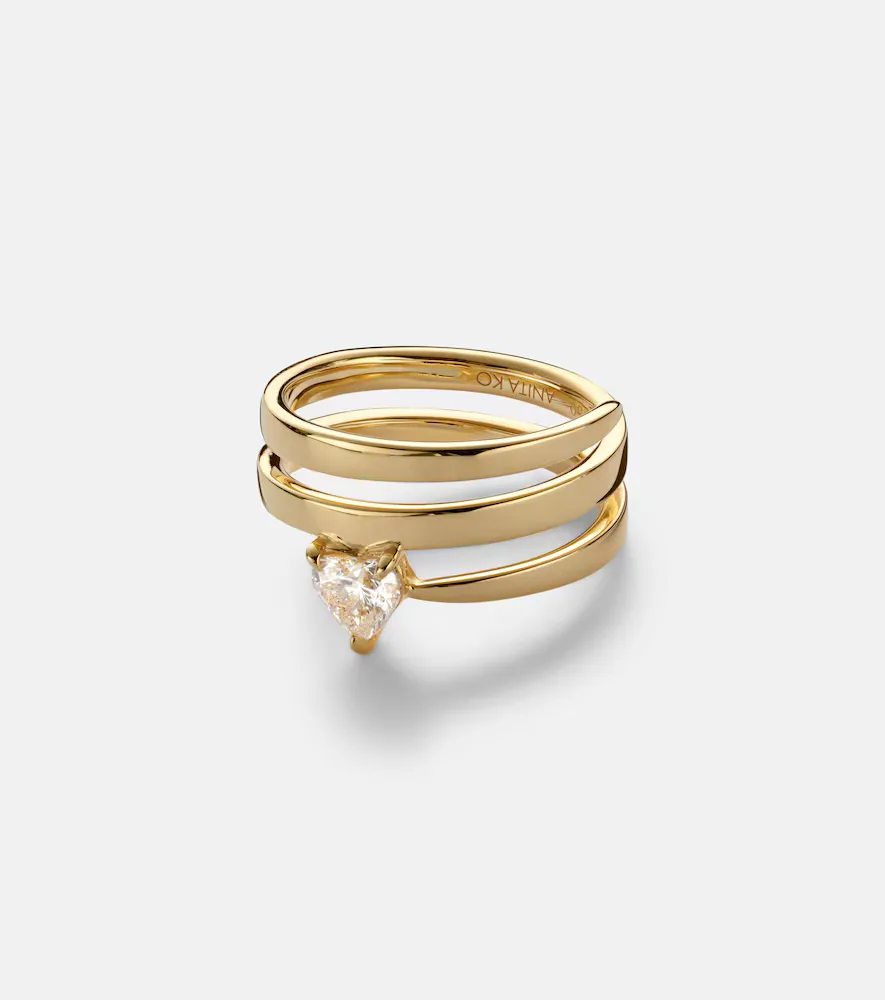 Coil 18kt Gold Ring with Diamonds by Anita Ko
