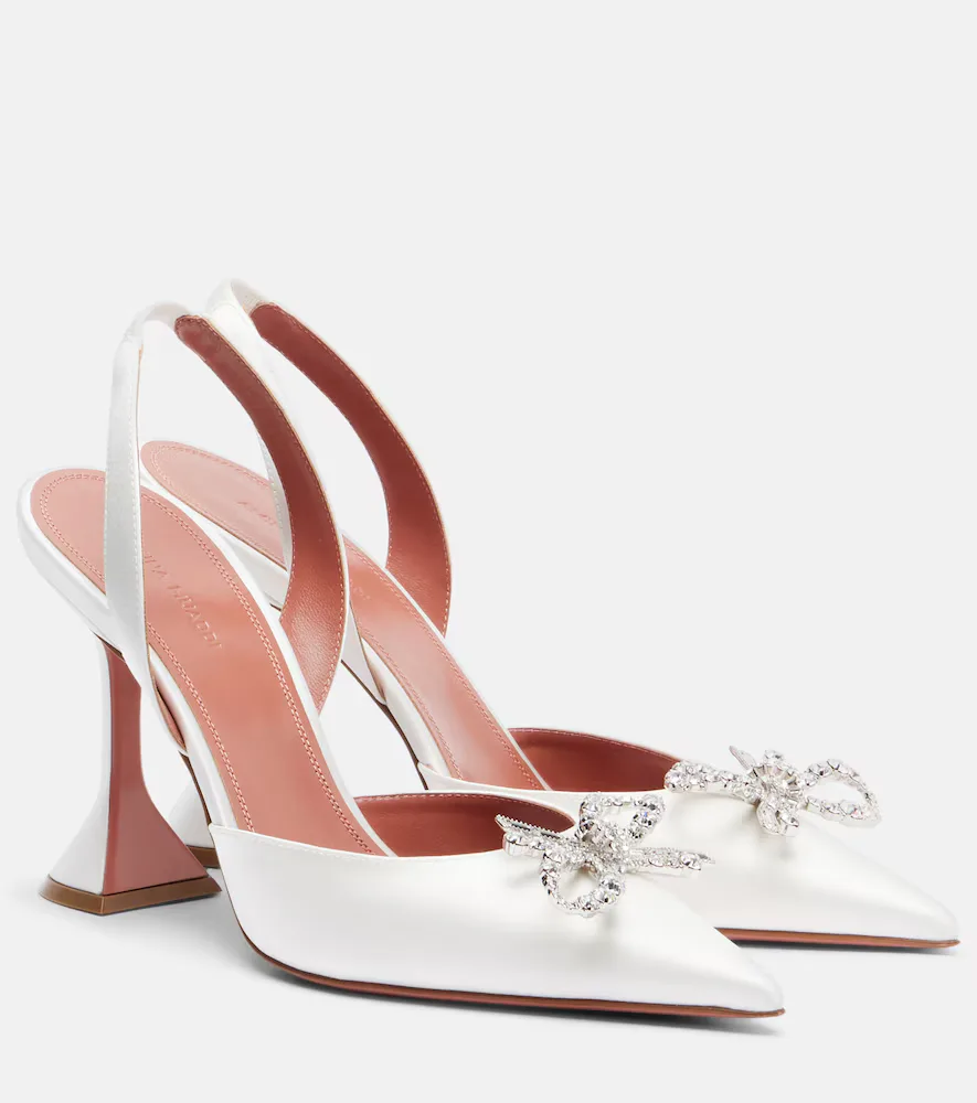 Rosie 95 Satin Slingback Pumps by Amina Muaddi