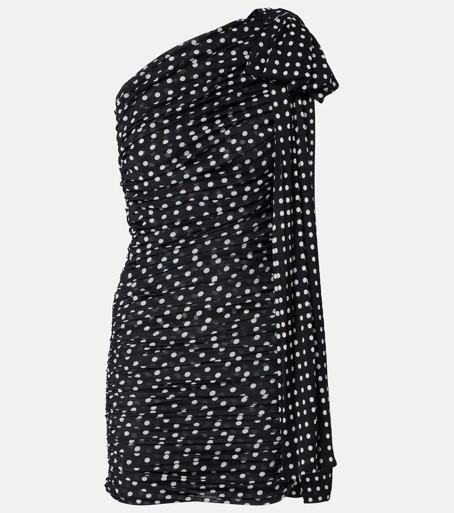 Polka-Dot One-Shoulder Minidress by Patou