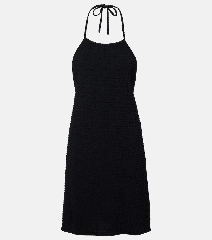 Halterneck Seersucker Minidress by Hunza G
