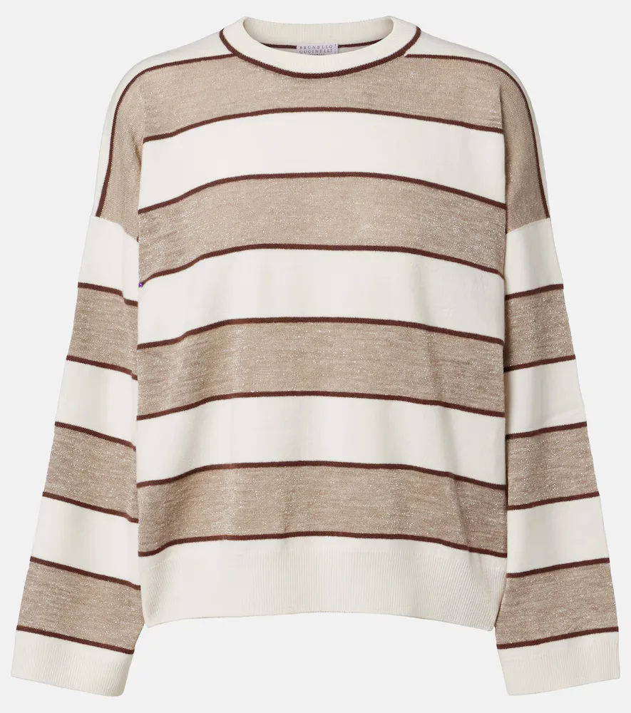 Striped Wool, Cashmere, and Silk Sweater by Brunello Cucinelli