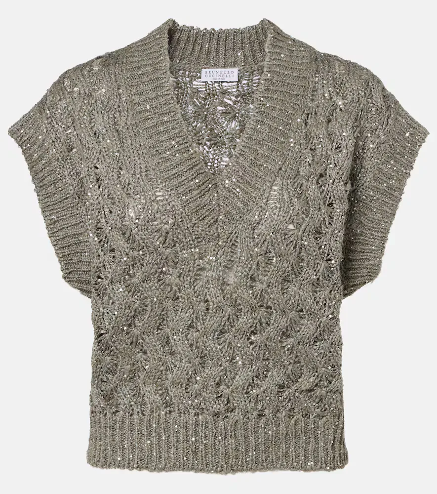 Sequined Sweater Vest by Brunello Cucinelli