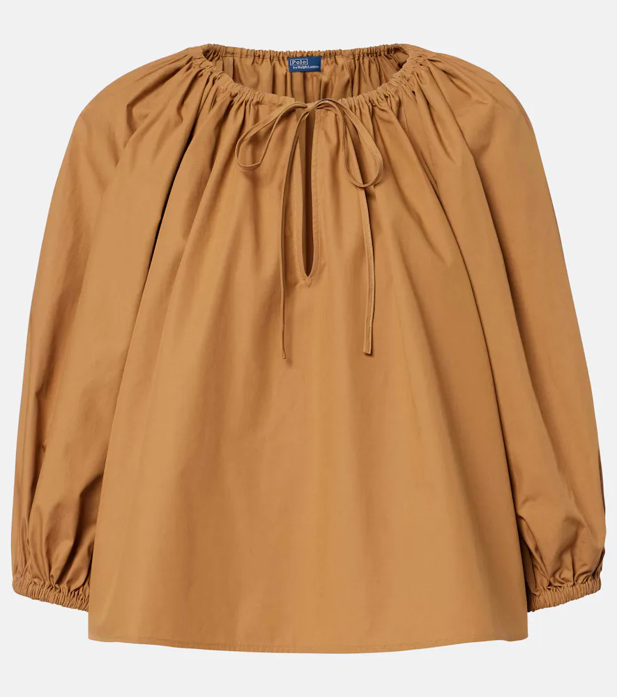 Gathered Cotton Poplin Blouse by Polo Ralph Lauren