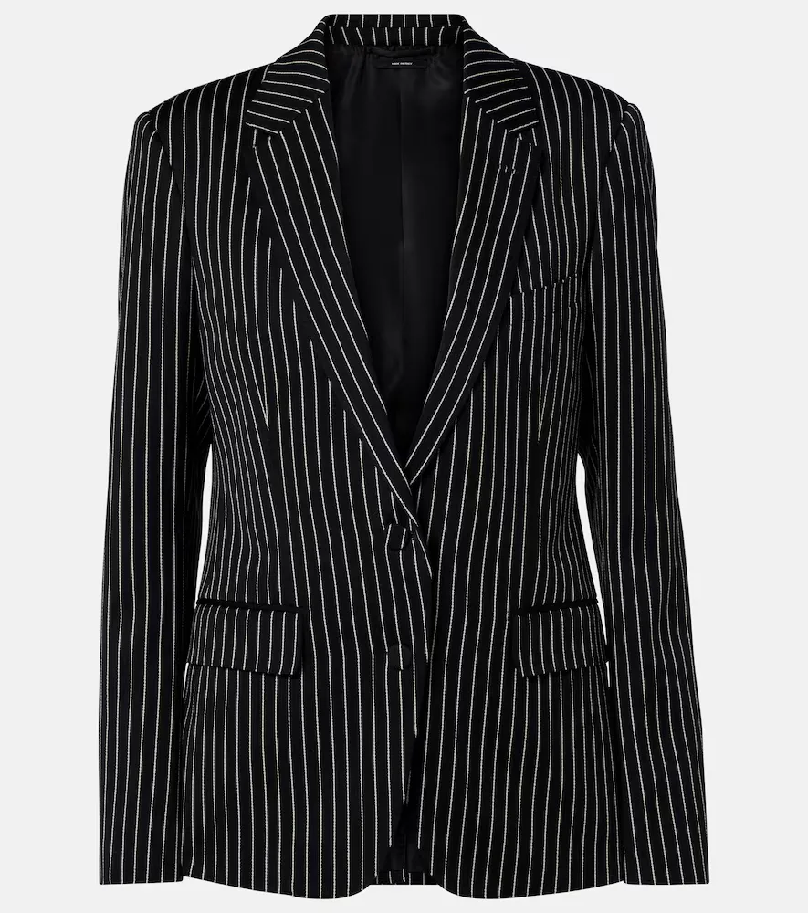 Pinstripe Wool and Cotton Blazer by Tom Ford