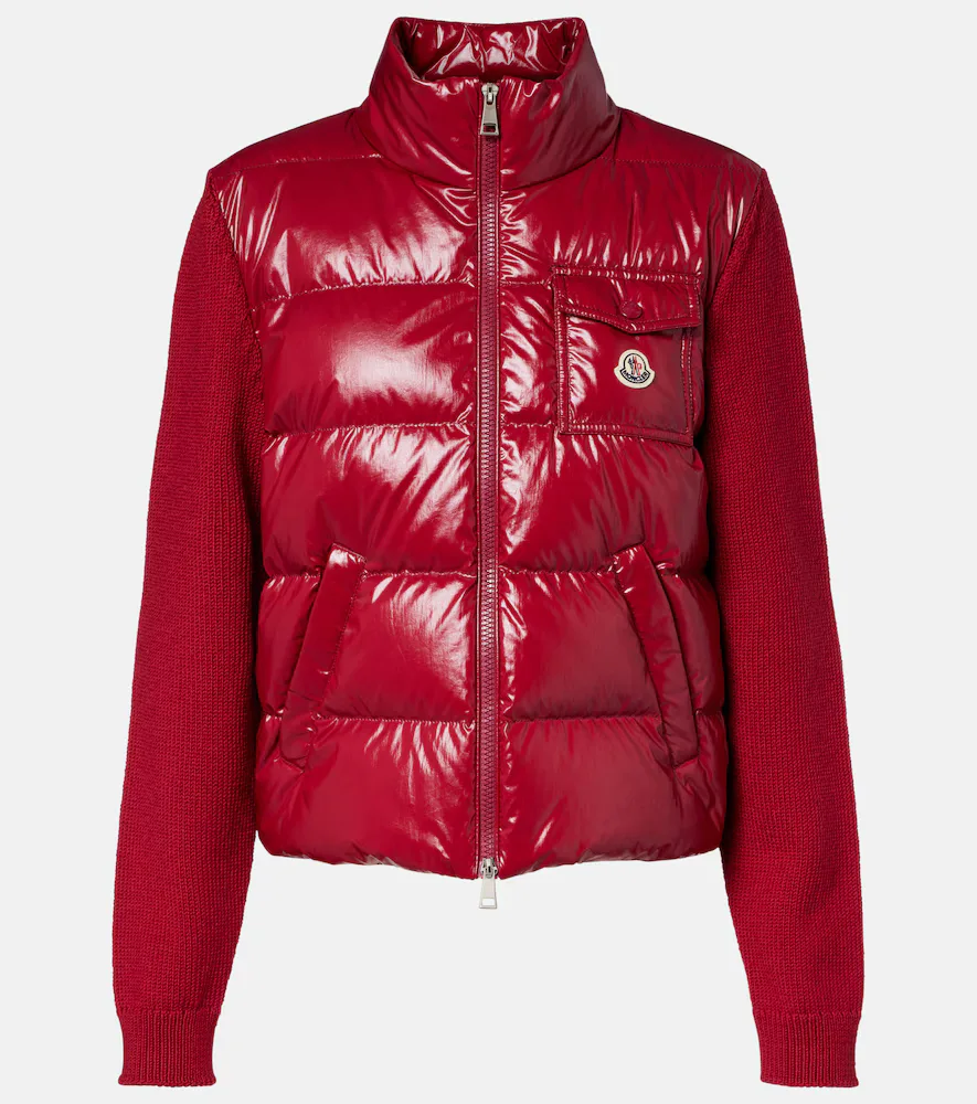 Down-Paneled Virgin Wool Cardigan by Moncler
