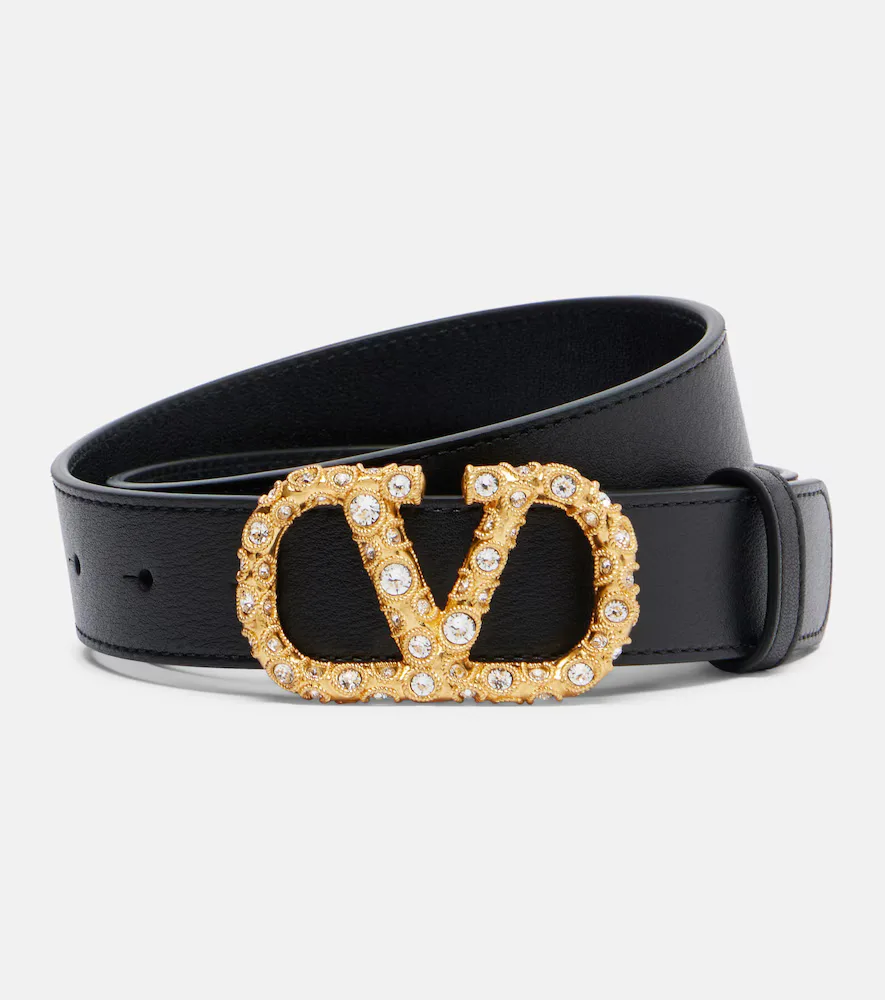 VLogo Swarovski®-Embellished Leather Belt by Valentino Garavani