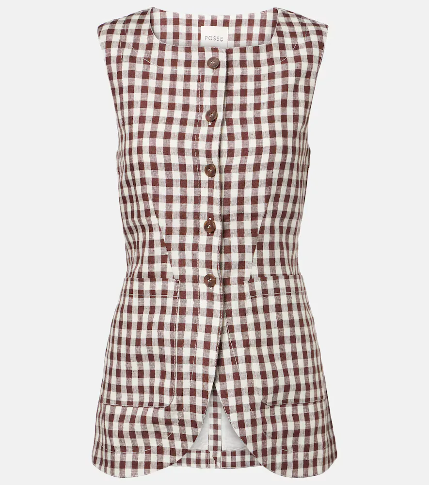 Romeo Gingham Linen Vest by Posse