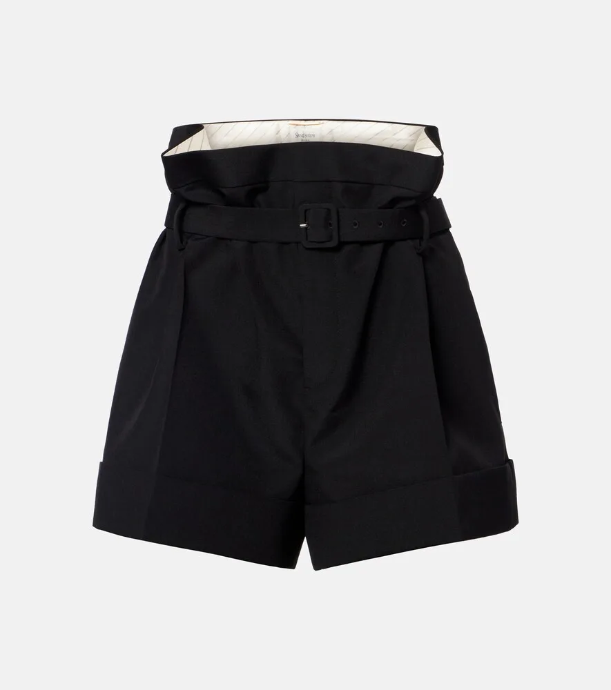 Belted Mohair and Wool Shorts by Saint Laurent