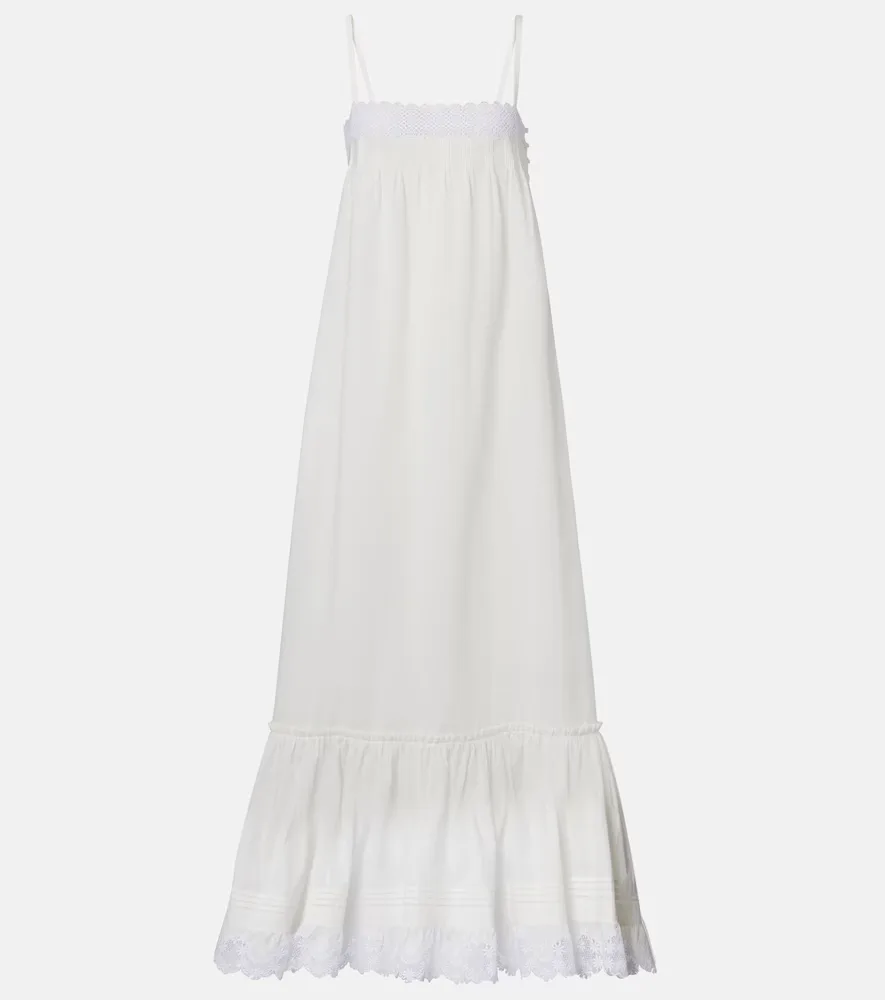 Embroidered Cotton Poplin Maxi Dress by Saint Laurent