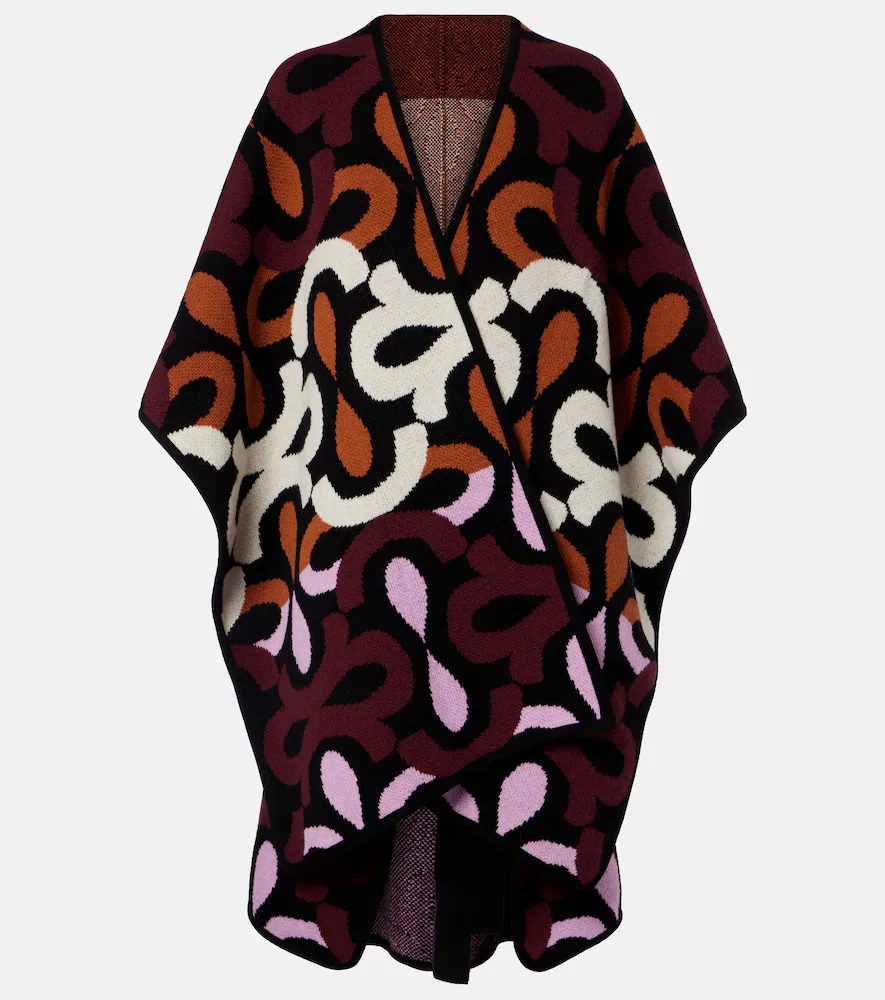 Maiolika Wool Jacquard Cape by La DoubleJ