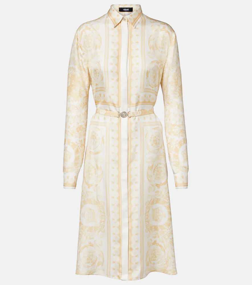 Barocco Silk Twill Shirt Dress by Versace