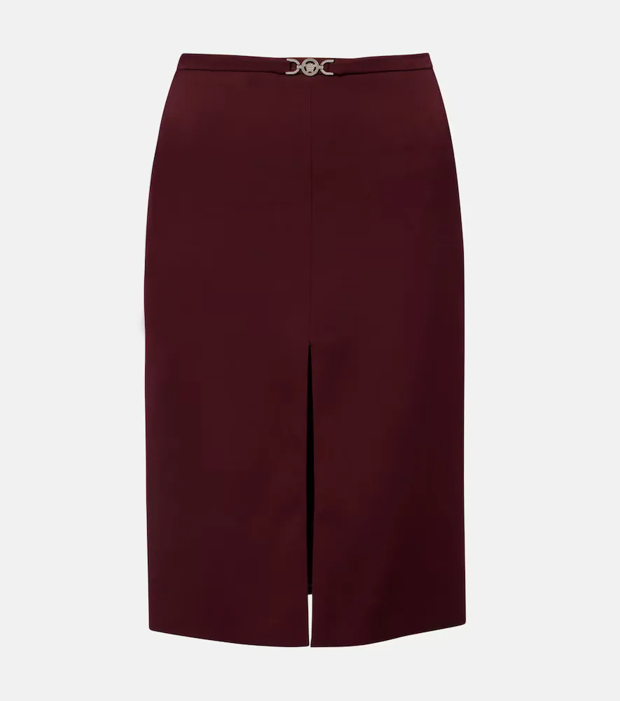 Medusa Wool Gabardine Pencil Skirt by Versace