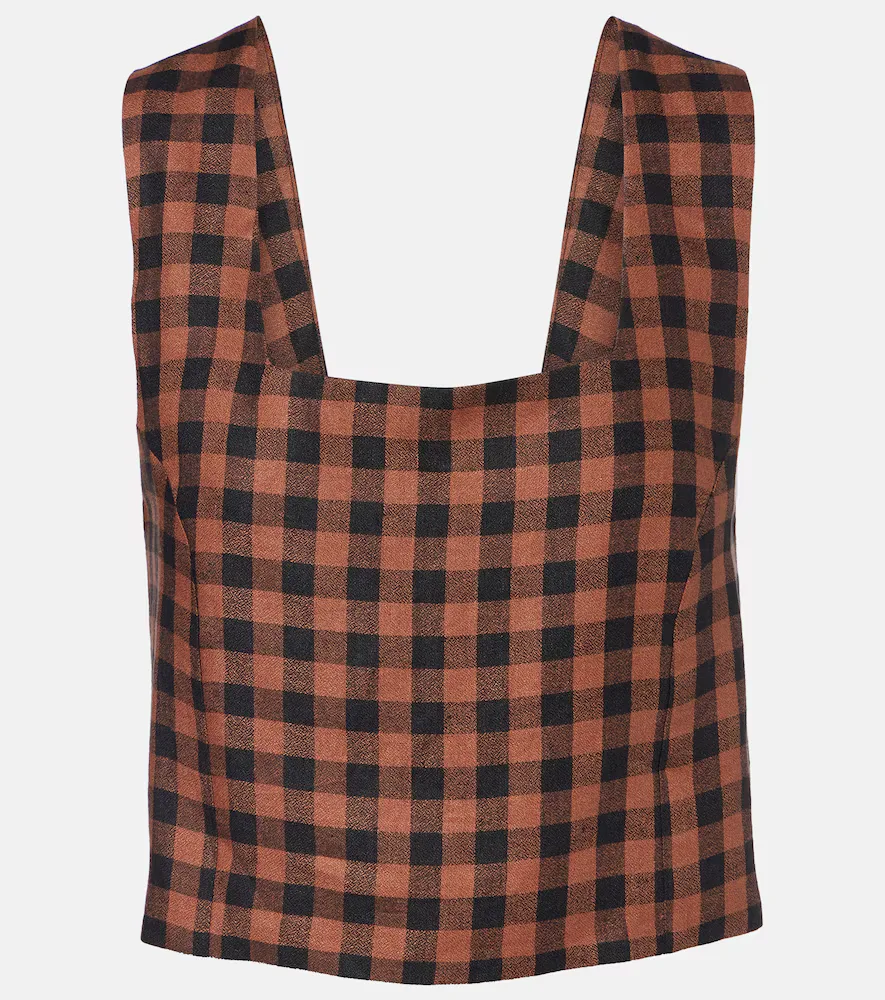 Checked Linen Top by Asceno