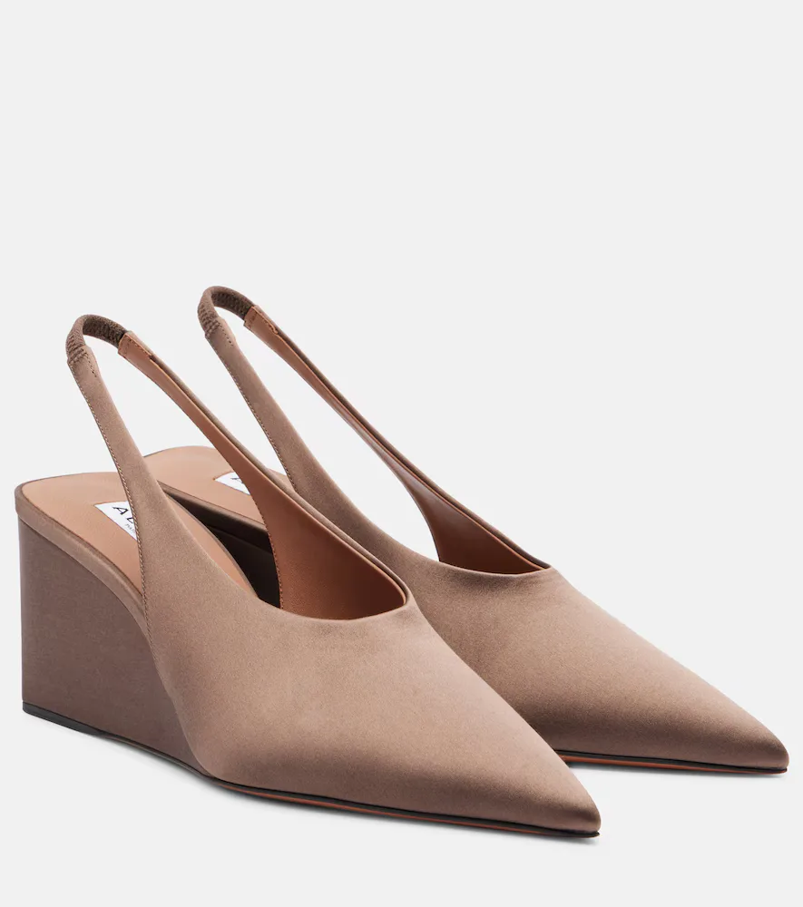Alaïa Cube 75 Satin Slingback Wedges by Alaia
