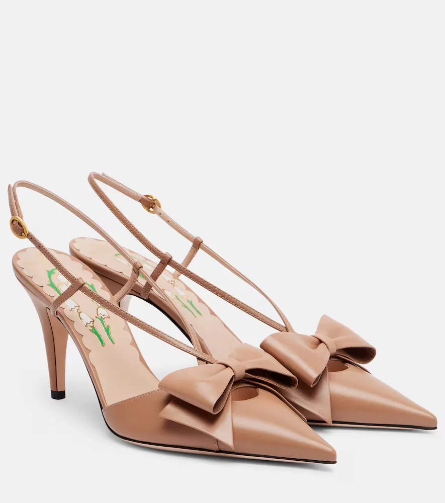 Bowow 85 Leather Slingback Pumps by Valentino Garavani
