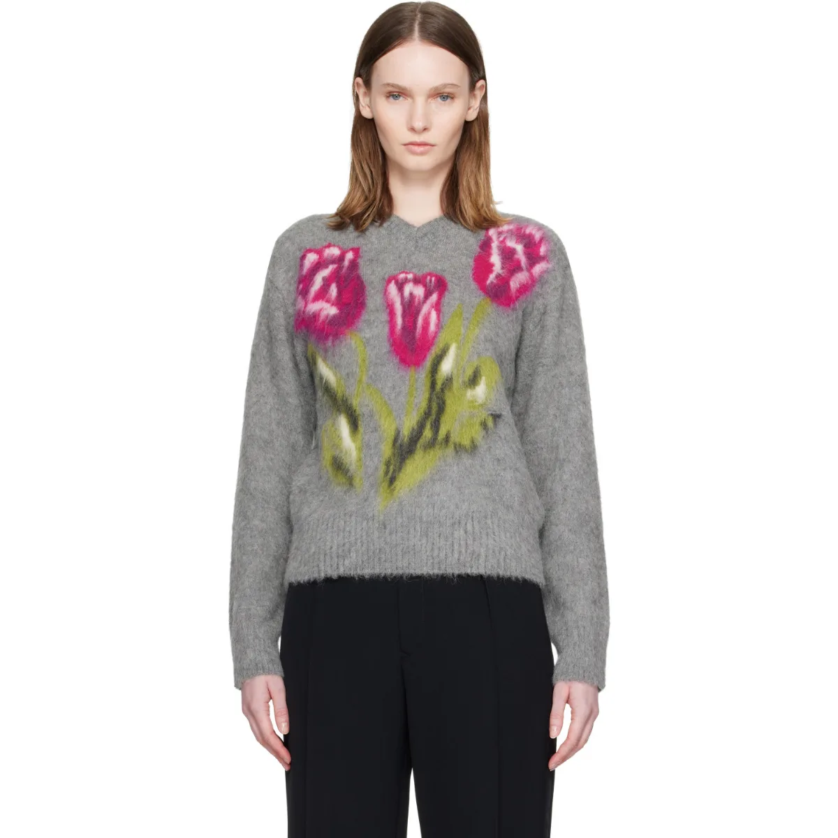 Brushed Alpaca V-Neck Sweater by Maison Margiela