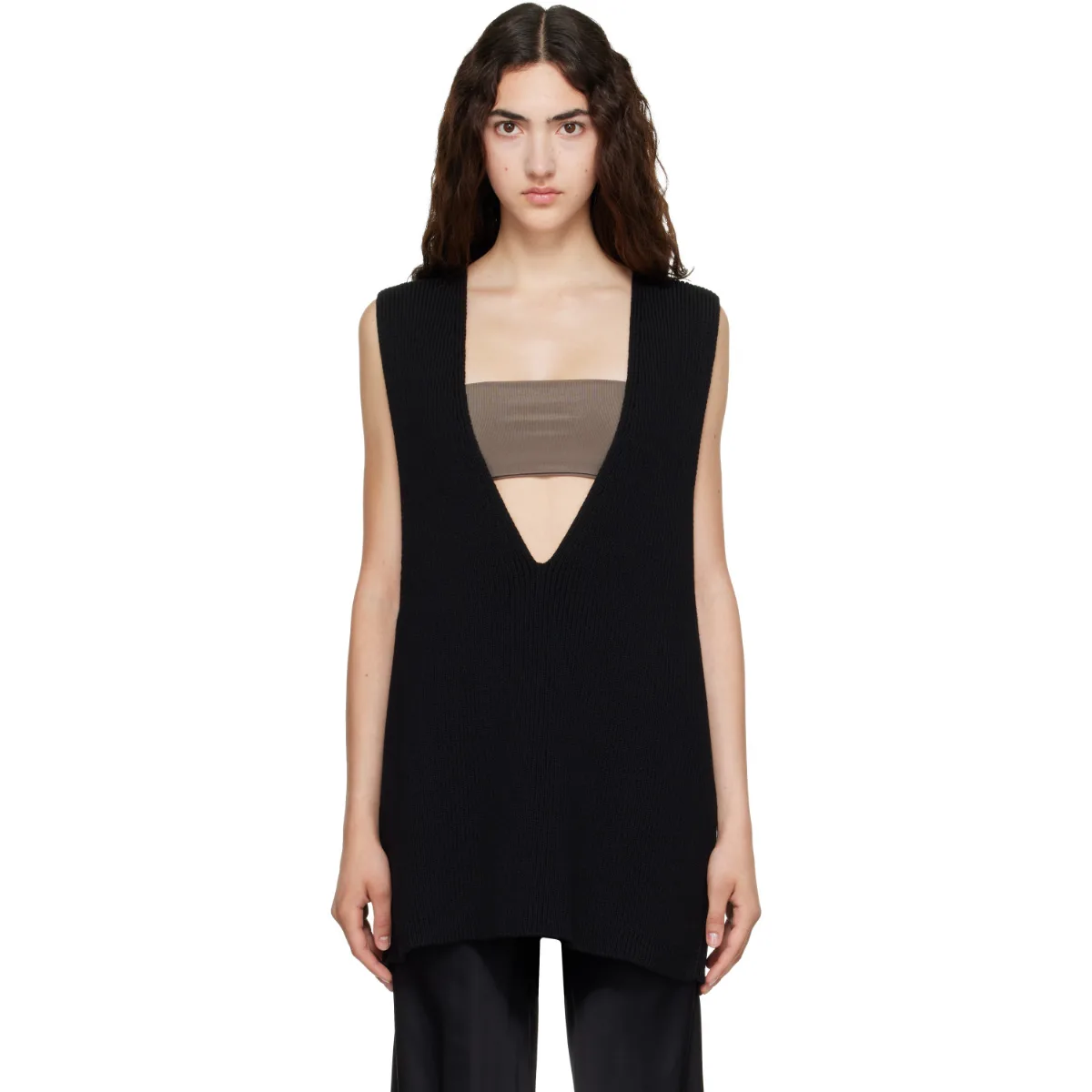 Tower Wool Knit V Neck Vest by Rick Owens