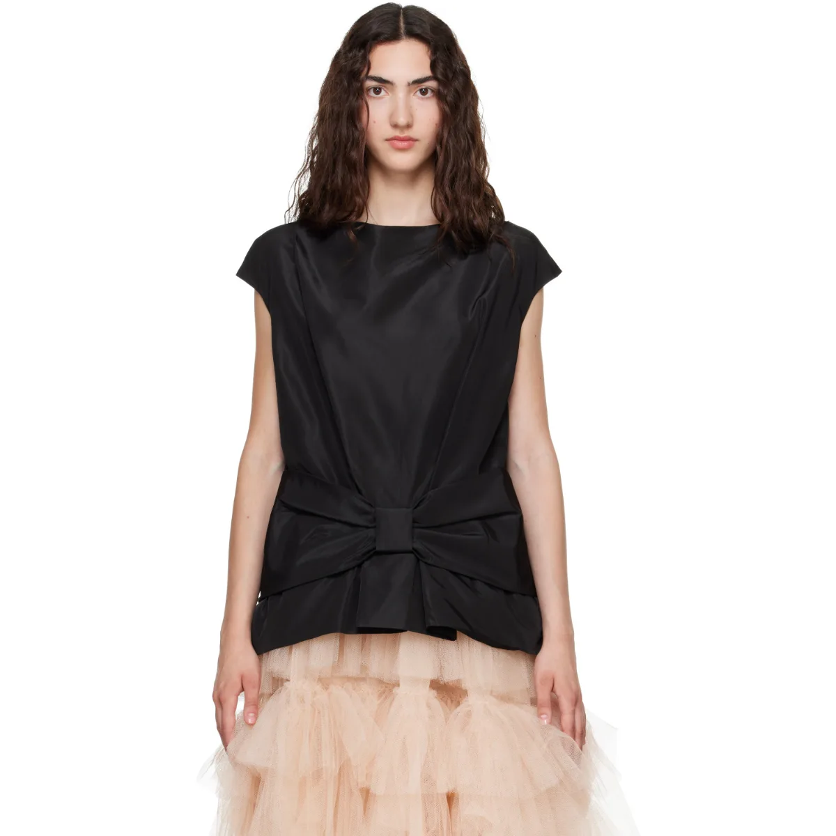Boxy Peplum Bow Detail Blouse by Simone Rocha