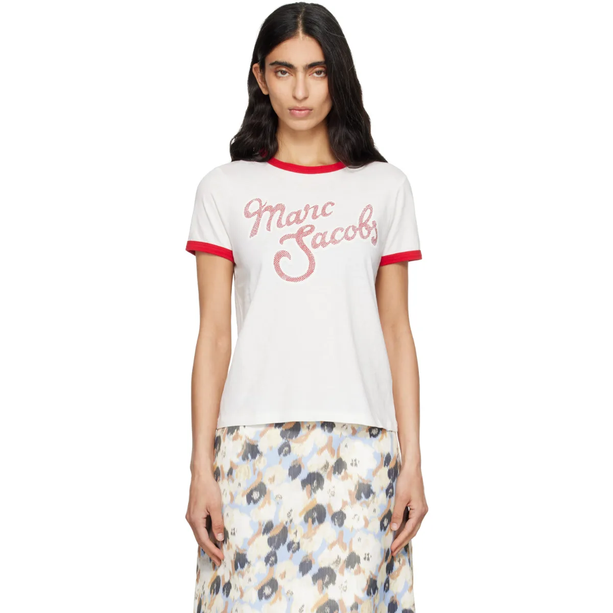 Off-White Marc Logo Ringer Femme T-Shirt by Marc Jacobs