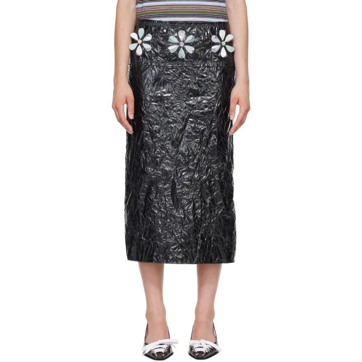 Daisy Details Crinkled Midi Skirt by Marni
