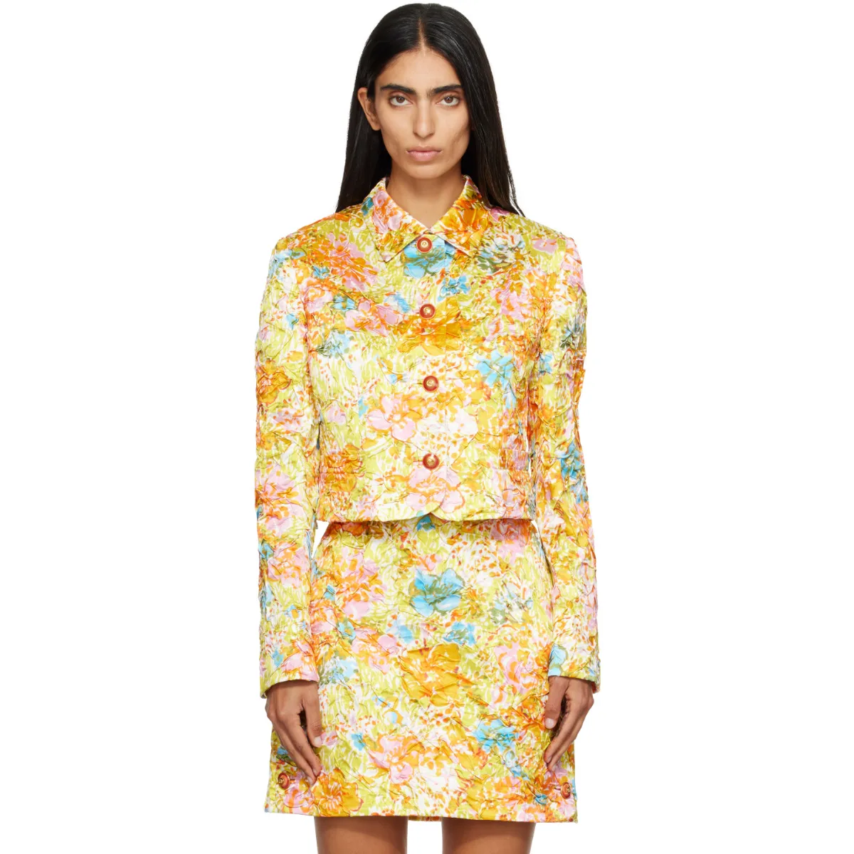 Printed Silk Duchesse Jacket by Versace