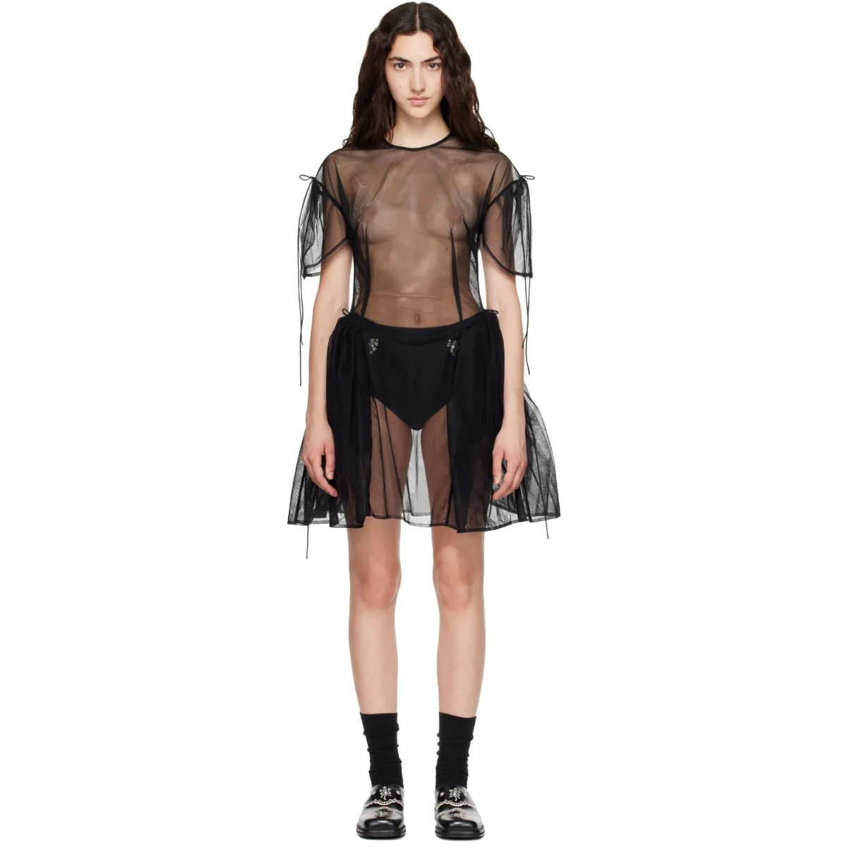 Puff Sleeve Cord Hip Minidress by Simone Rocha