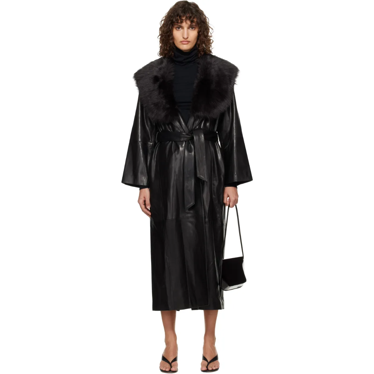 Briona Leather Coat by Nour Hammour
