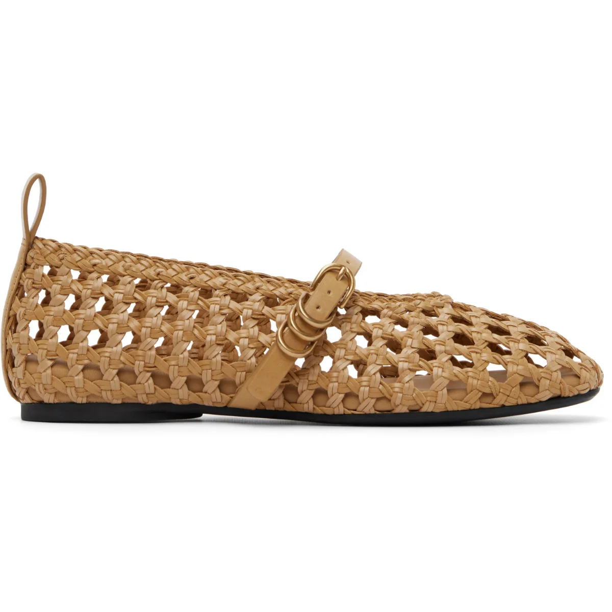Spire Woven Mary Jane Faux-Leather Flats