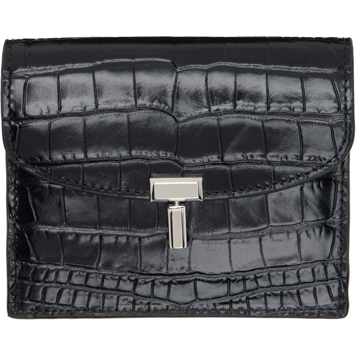 T-Lock Croco-Embossed Card Holder by TOTEME