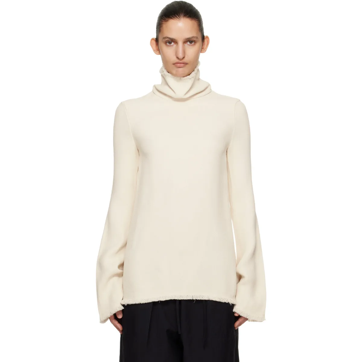 Frayed-Edge Slim Turtleneck by TOTEME