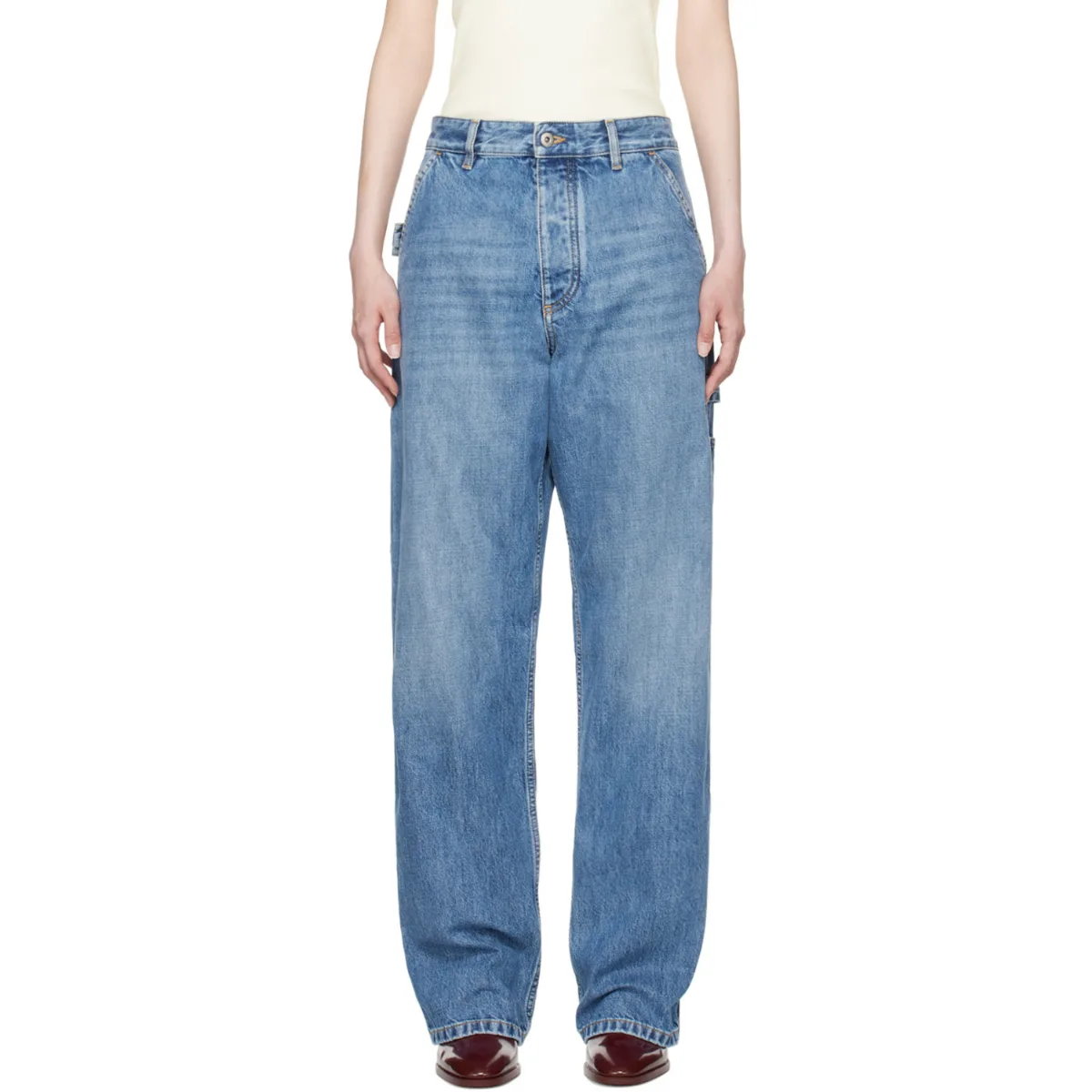 Vintage Indigo Cargo Denim Jeans by Bottega Veneta