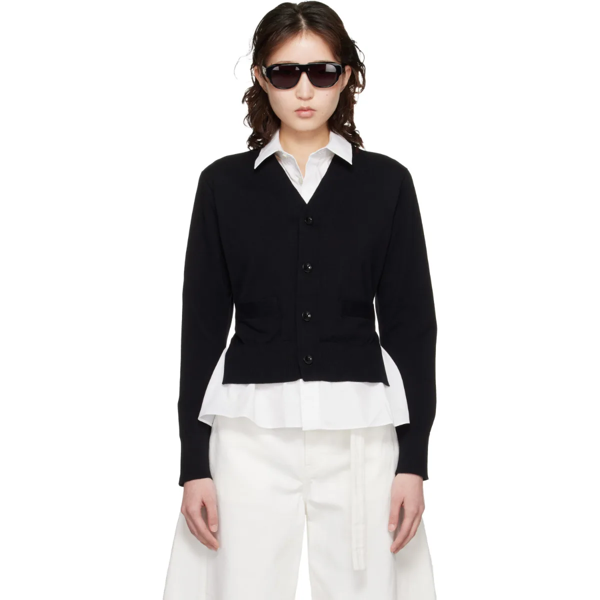 Poplin Cotton Knit Cardigan by sacai