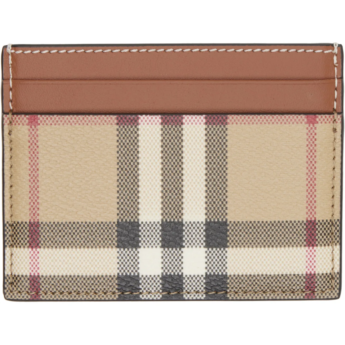 Beige Check Card Holder by Burberry