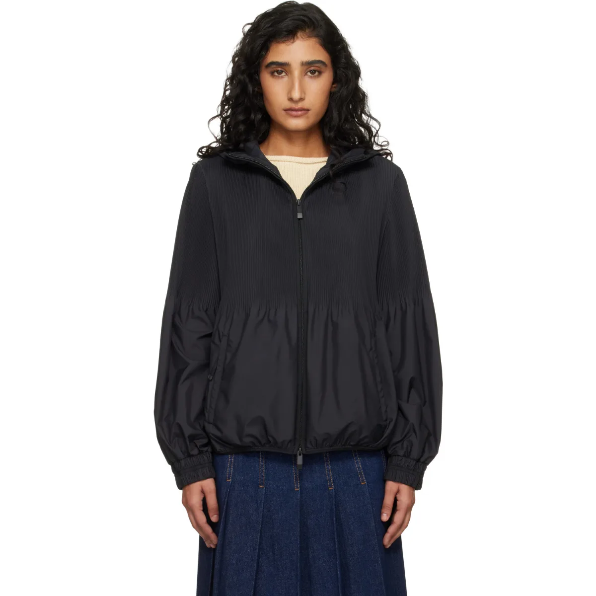 Anemone Pleated Hooded Jacket by Moncler