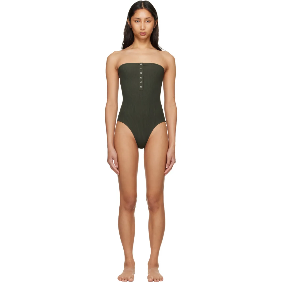 Ribbed Strapless Swimsuit by TOTEME