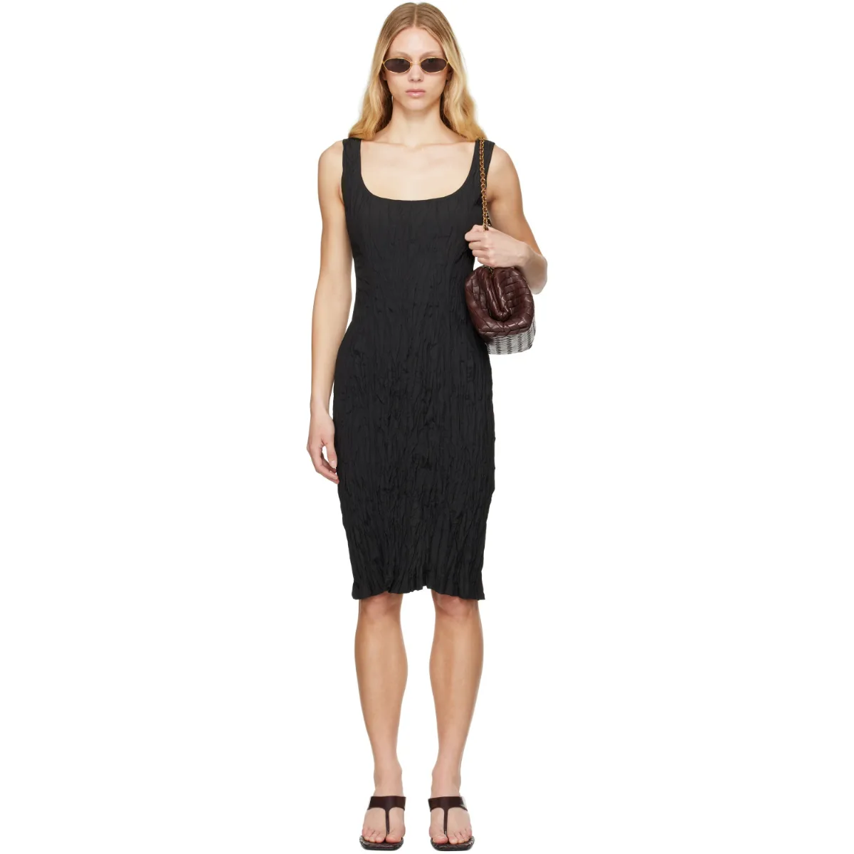 Crinkled Midi Dress by Bottega Veneta