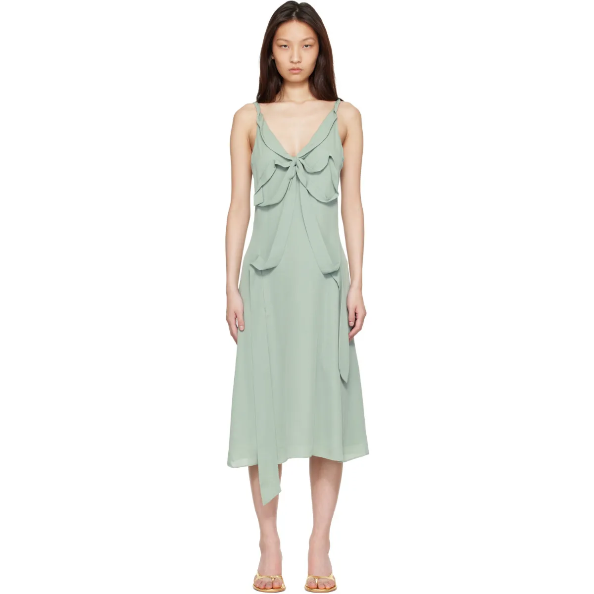 Bow Silk Midi Dress