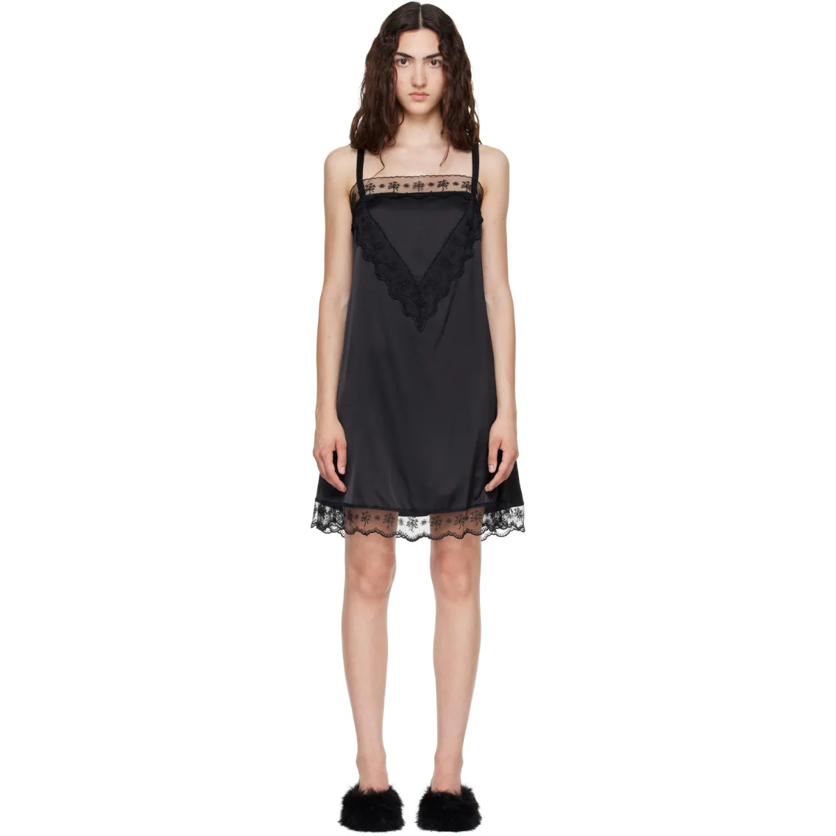 Square Neck Lace Trim Minidress by Simone Rocha