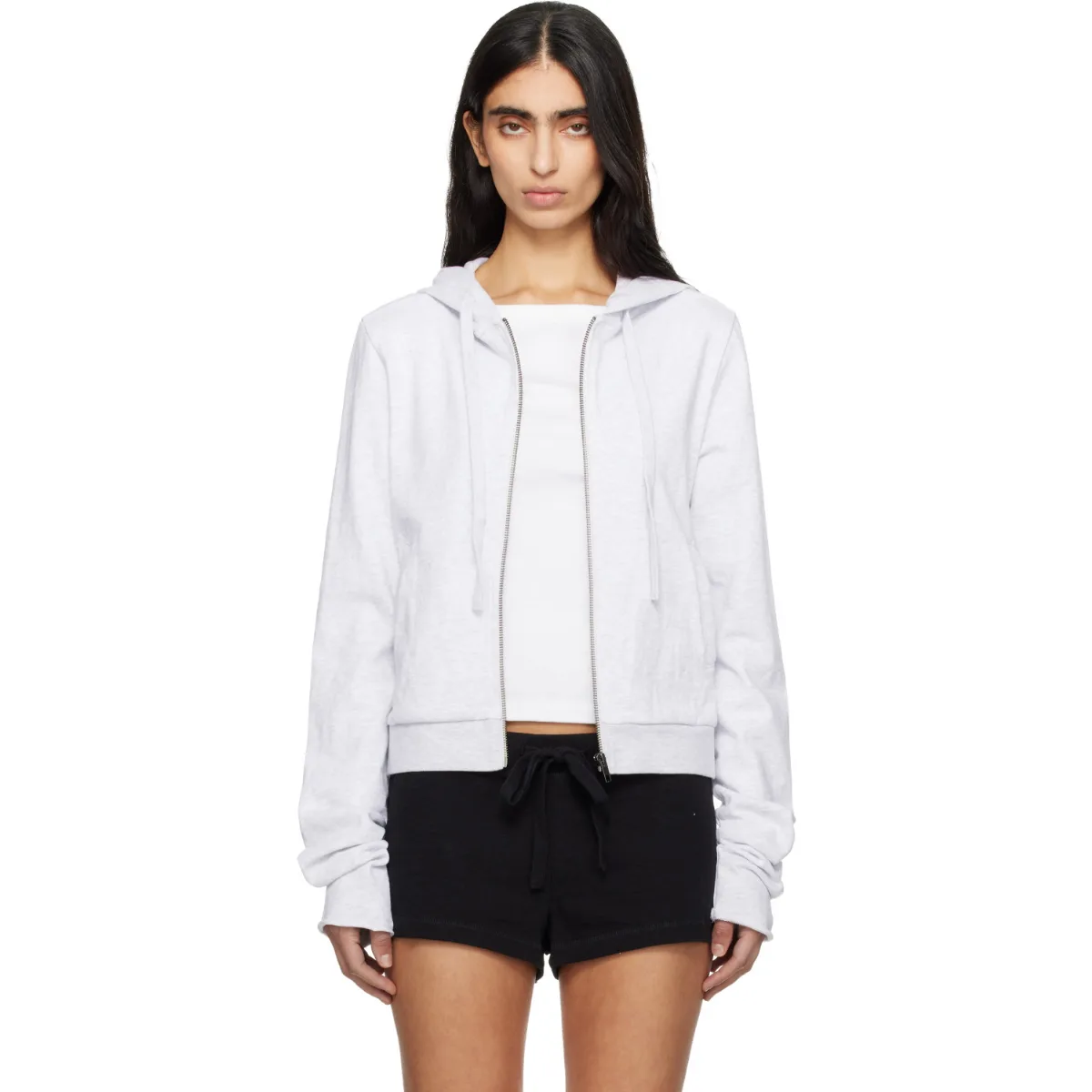 Lightweight Cropped Zip Up Hoodie by Entire Studios