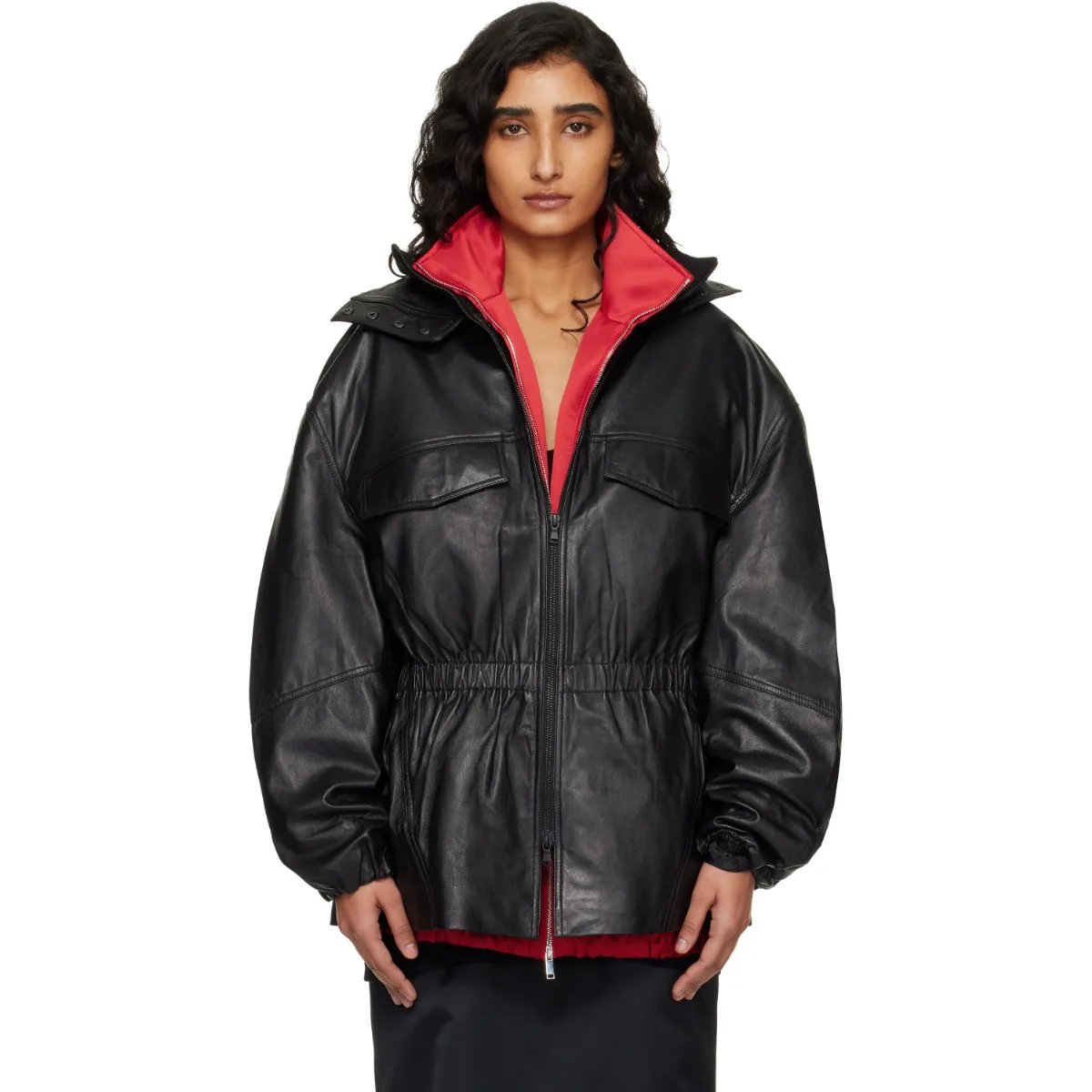 Carnaby Funnel Neck Leather Jacket by The Frankie Shop